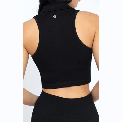 90 Degree By Reflex Womens Wonderlink Criss Cross Hybrid Ribbed Tank And 7" Bike Short Set 6 90 Degree By Reflex Womens Wonderlink Criss Cross Hybrid Ribbed Tank And 7" Bike Short Set - Image 4