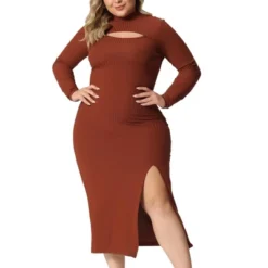Agnes Orinda Women's Plus Size Bodycon Knee Slim Cut-Out Dresses -Modish Ink Sales GUEST 68038400 e7d8 476b ac9b 2cafed5c7178