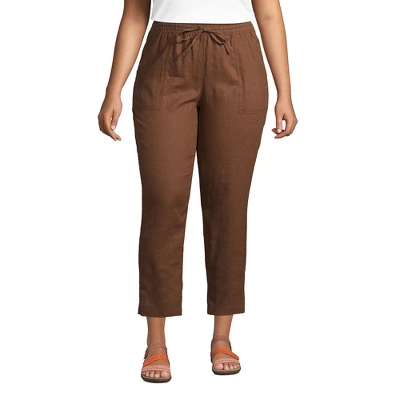 Lands' End Women's High Rise Pull On Tie Waist Linen Crop Pants 6 Lands' End Women's High Rise Pull On Tie Waist Linen Crop Pants - Image 4