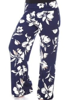 Women's Plus Size Flower Printed Palazzo Pants - White Mark -Modish Ink Sales GUEST 69787780 2b31 4189 b471 fa14fe770538