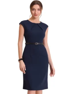 Allegra K Women's Elegant Business Round Neck Belted Cap Sleeve Work Sheath Dresses 12 Allegra K Women's Elegant Business Round Neck Belted Cap Sleeve Work Sheath Dresses -Modish Ink Sales GUEST 69fd5a50 81e7 4415 95e5 abf662ced673