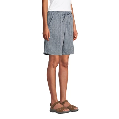 Lands' End Women's High Rise Pull On Elastic Waist 10" Linen Bermuda Shorts 4 Lands' End Women's High Rise Pull On Elastic Waist 10" Linen Bermuda Shorts - Image 2