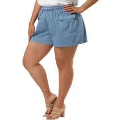 Agnes Orinda Women's Plus Size Drawstring Elastic Waist Pockets Denim Shorts -Modish Ink Sales GUEST 6c69ee95 5be2 480c 8b28 69b2cc667df5