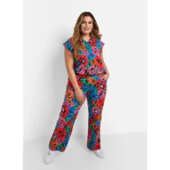 Rebdolls Women's Rikki Knit Floral Print Wide Leg Pants W. Pockets -Modish Ink Sales GUEST 6cd91c08 f4f4 47d3 82f0 067da87fd11c