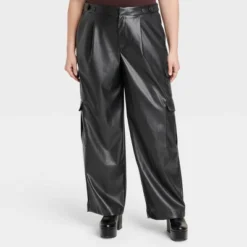 Women's High-Rise Straight Faux Leather Cargo Pants - A New Day™ Black -Modish Ink Sales GUEST 6d11f9b6 2377 4cc1 9a62 8768c917cc4d
