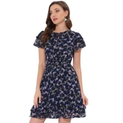 Allegra K Women's Ruffle Sleeve Self-Tie V Neck Above Knee Ruffled A-Line Floral Chiffon Dress 21 Allegra K Women's Ruffle Sleeve Self-Tie V Neck Above Knee Ruffled A-Line Floral Chiffon Dress -Modish Ink Sales GUEST 72c96c67 17d9 445f 9988 b9b548cabc56