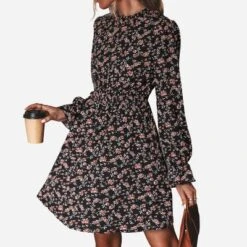 Women's Ditsy Floral Long Sleeve A-Line Mini Dress Smocked Dress - Cupshe - Black -Modish Ink Sales GUEST 7785fc60 50d6 4549 94b0 8cf980e96352