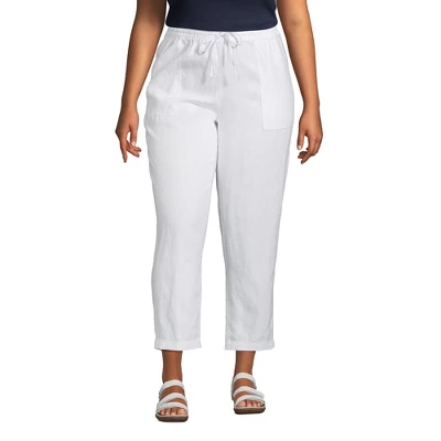 Lands' End Women's High Rise Pull On Tie Waist Linen Crop Pants 7 Lands' End Women's High Rise Pull On Tie Waist Linen Crop Pants - Image 5