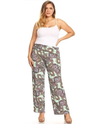 Women's Plus Size Paisley Printed Palazzo Pants - White Mark 5 Women's Plus Size Paisley Printed Palazzo Pants - White Mark - Image 4