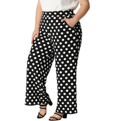 Agnes Orinda Women's Plus Size Formal Palazzo Polka Dots Wide Leg High Rise Wide Leg Pants 3 Agnes Orinda Women's Plus Size Formal Palazzo Polka Dots Wide Leg High Rise Wide Leg Pants