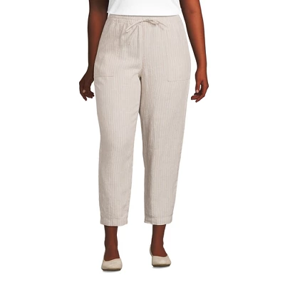 Lands' End Women's High Rise Pull On Tie Waist Linen Crop Pants 8 Lands' End Women's High Rise Pull On Tie Waist Linen Crop Pants - Image 6