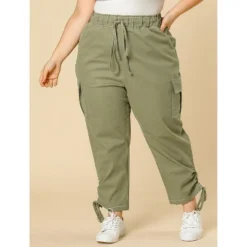 Agnes Orinda Women's Plus Size Drawstring Elastic Waist Cargo Pants With Pockets -Modish Ink Sales GUEST 8efdd586 4b45 4ec2 a78e 931e0052c5d3