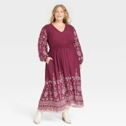 Women's Long Sleeve Smocked Maxi Dress - Knox Rose™ -Modish Ink Sales GUEST 903e84e4 8a13 499c 996d 5577734d3476