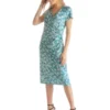 Womens Floral Pattern Short Sleeves Knee-Length Faux Wrap Dress -Modish Ink Sales GUEST 90873116 baf7 4118 a73a eacb2da704b0