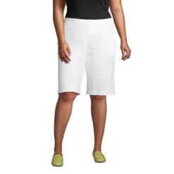 Lands' End Women's Plus Size Mid Rise Elastic Waist Pull On 12" Knockabout Chino Bermuda Shorts -Modish Ink Sales GUEST 9095c6c4 444f 47fa ba10 307d81cf0e71