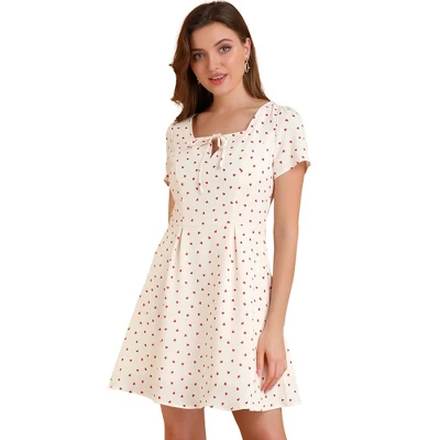 Allegra K Women's Print Casual Square Neck Short Sleeve Mini A-Line Dress 17 Allegra K Women's Print Casual Square Neck Short Sleeve Mini A-Line Dress - Image 15