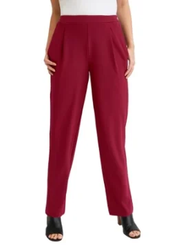 Jessica London Women’s Plus Size Stretch Knit Crepe Straight Leg Pants