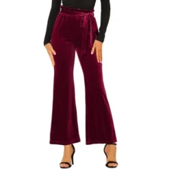 Allegra K Women's Velvet Tie Waist Stretchy Wide Leg Pants With Pockets -Modish Ink Sales GUEST 96fab420 d4f5 4ac8 aaf9 73a551fcc0e0