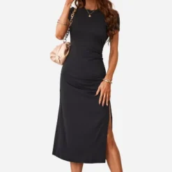 Women's Short Sleeve Ruching Bodycon Midi Dress - Cupshe -Modish Ink Sales GUEST 97940faf 4c7e 4942 9703 9840305c78c5