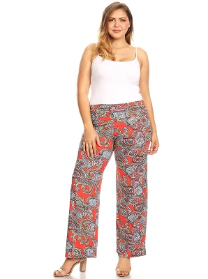 Women's Plus Size Paisley Printed Palazzo Pants - White Mark 9 Women's Plus Size Paisley Printed Palazzo Pants - White Mark - Image 8