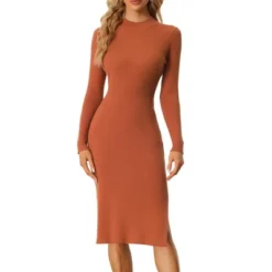 Allegra K Women's Slde Slit Mock Neck Ribbed Sweater Bodycon Midi Dress -Modish Ink Sales GUEST 9afadb8a a8f6 4207 a227 2d1430e2a83c