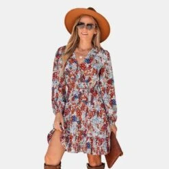 Women's Floral Print Peasant Sleeve A-line Mini Dress - Cupshe -Modish Ink Sales GUEST 9c2e3b3f ae3f 4048 8663 2cd6efc2ac39
