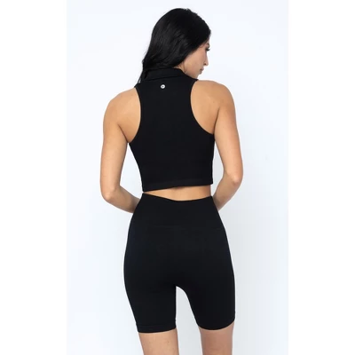 90 Degree By Reflex Womens Wonderlink Criss Cross Hybrid Ribbed Tank And 7" Bike Short Set 4 90 Degree By Reflex Womens Wonderlink Criss Cross Hybrid Ribbed Tank And 7" Bike Short Set - Image 2