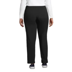 Lands' End Women's Starfish Mid Rise Straight Leg Elastic Waist Pull On Pants