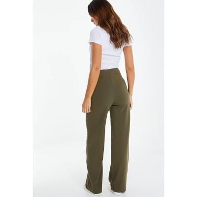 QUIZ Women's Olive Green Buckle Detail Palazzo Pant 3 QUIZ Women's Olive Green Buckle Detail Palazzo Pant - Image 2