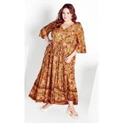 Women's Plus Size Valerie Border Dress - Peachy | LORALETTE -Modish Ink Sales GUEST a8002b16 c8ca 43d9 9924 a767a77f69b9