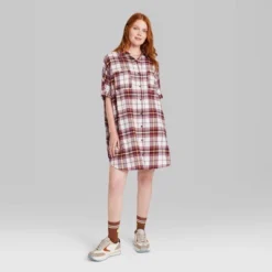 Women's Ascot + Hart Plaid Graphic Button-Down Dress
