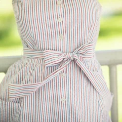 Hope & Henry Womens' Organic Cotton Button Front Midi Dress With Pockets