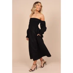 Petal And Pup Womens Domenica Shirred Long Sleeve Midi Dress -Modish Ink Sales GUEST aaefb3ed 958f 4f30 85b0 f9f77959294e