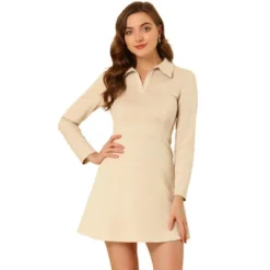 Allegra K Women's Faux Suede Lapel Neck Long Sleeve Elegant A-Line Mini Dress -Modish Ink Sales GUEST abc7717d 36be 47ae 9c2e bf918274bc8f