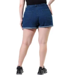 Agnes Orinda Women's Plus Size Jean Short Zipper Roll Up Hem Stretched Denim Shorts -Modish Ink Sales GUEST ad35a54a 487a 43b8 9baf 993828c6eb93