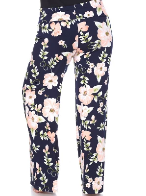 Women's Plus Size Floral Printed Palazzo Pants - White Mark 4 Women's Plus Size Floral Printed Palazzo Pants - White Mark - Image 2