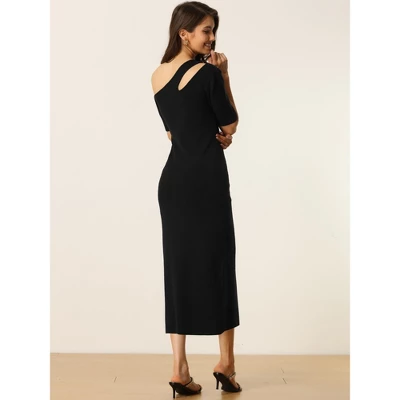 Seta T Women's Spring Fall Short Sleeve Cutout Off Shoulder Bodycon Midi Sweater Dresses 5 Seta T Women's Spring Fall Short Sleeve Cutout Off Shoulder Bodycon Midi Sweater Dresses - Image 3