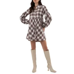 August Sky Women's Plaid Babydoll Mini Shirt Dress -Modish Ink Sales GUEST af9fe14c f1cd 4366 a396 50705a543a60