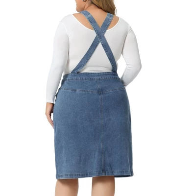 Agnes Orinda Women's Plus Size Jeans Button Front Adjustable Strap Denim Overall Dress 5 Agnes Orinda Women's Plus Size Jeans Button Front Adjustable Strap Denim Overall Dress - Image 3