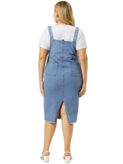 Agnes Orinda Women's Plus Size Bodycon Back Vent Raw Hem Denim Midi Overall Dresses -Modish Ink Sales GUEST b56fc13c 0d74 4daf 959c 44187a6960d9