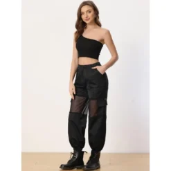 Allegra K Women's High Waist Sports Elastic Mesh Panel Sheer Baggy Cargo Pants -Modish Ink Sales GUEST b5772d9c 4e1d 4caf 804a 27626acb544d