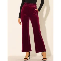 Allegra K Women's Velvet Tie Waist Stretchy Wide Leg Pants With Pockets -Modish Ink Sales GUEST b923cdbe a918 44a9 ab5d dd6234abc269