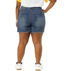Agnes Orinda Women's Plus Size Raw Hem Slash Pocket Casual Denim Shorts -Modish Ink Sales GUEST bc1510e8 f5b9 47da b062 a10e406f480d