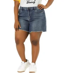 Agnes Orinda Women's Plus Size Raw Hem Slash Pocket Casual Denim Shorts -Modish Ink Sales GUEST bd423a2b 06ad 4247 9194 515b8ef6b5fc