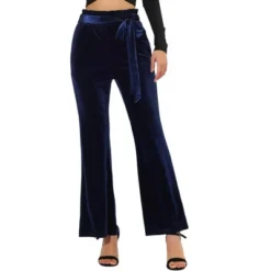 Allegra K Women's Velvet Tie Waist Stretchy Wide Leg Pants With Pockets -Modish Ink Sales GUEST bdcefd01 7060 4299 b14a fb1466c1c3c2
