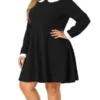 Agnes Orinda Women's Plus Size Peter Pan Collar A-Line Elegant Formal A Line Dress