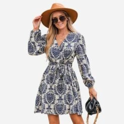 Women's Ornate Print Surplice Neck Mini Dress - Cupshe -Modish Ink Sales GUEST c26f88fd 17be 4aad a02e 2a66e83ba418