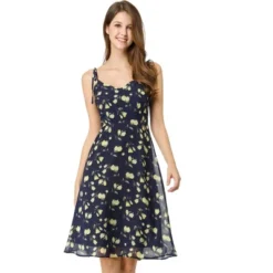 Allegra K Women's Summer Spaghetti Strap Smocked Floral Aline Sundress -Modish Ink Sales GUEST c2d0864e 5ab5 4e58 a714 dadc10830416