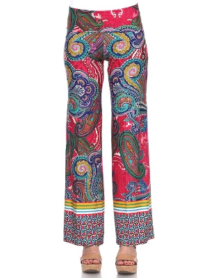 Women's Paisley Printed Palazzo Pants - White Mark 5 Women's Paisley Printed Palazzo Pants - White Mark - Image 3