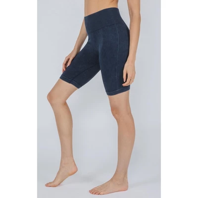 90 Degree By Reflex - Women's Washed Ribbed High Waist 9" Biker Shorts 3 90 Degree By Reflex - Women's Washed Ribbed High Waist 9" Biker Shorts - Image 2